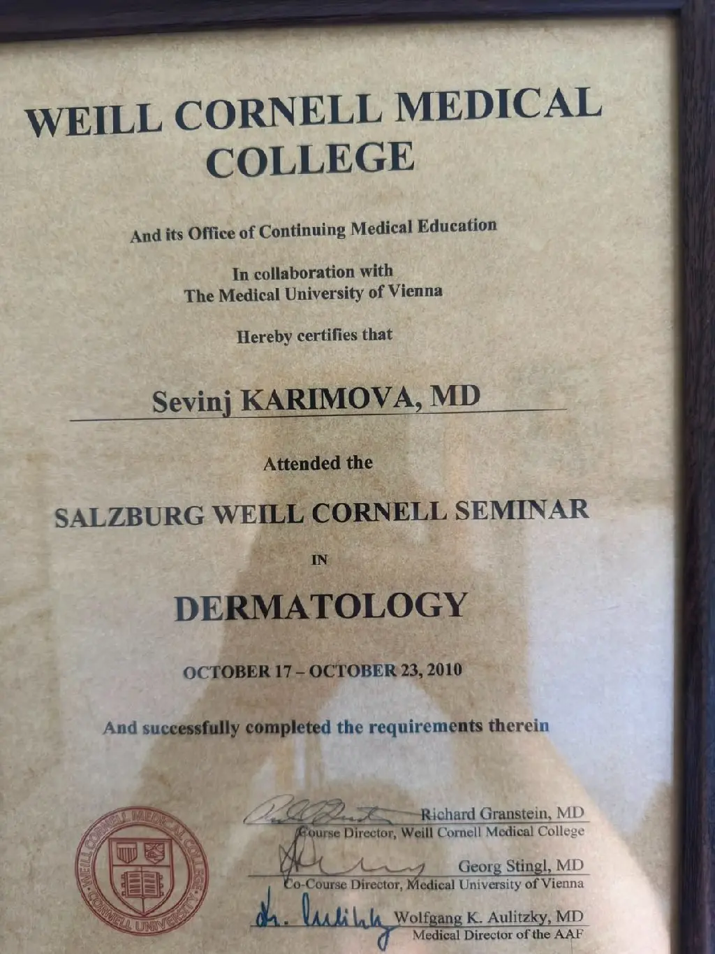 Dr. Sevinc Kərimova sertifikat 11