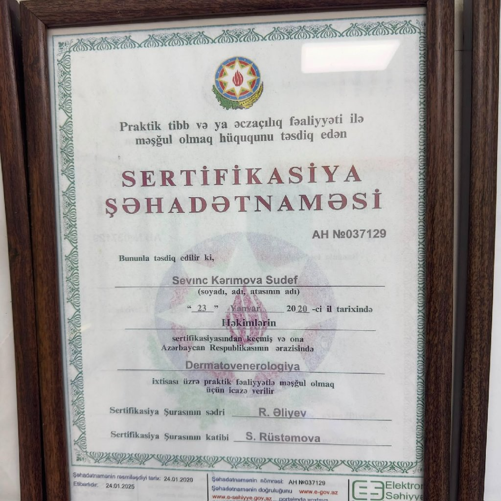 Dr. Sevinc Kərimova sertifikat 12