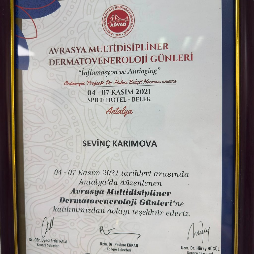 Dr. Sevinc Kərimova sertifikat 13