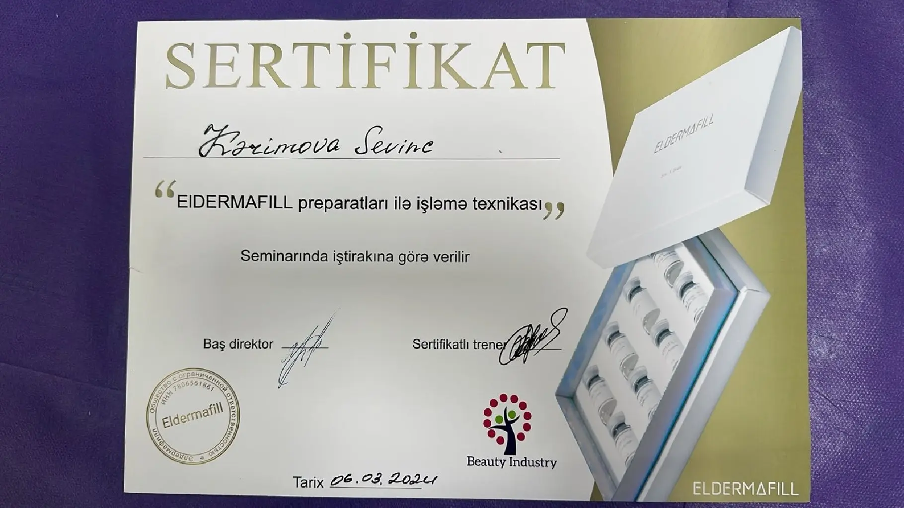 Dr. Sevinc Kərimova sertifikat 15