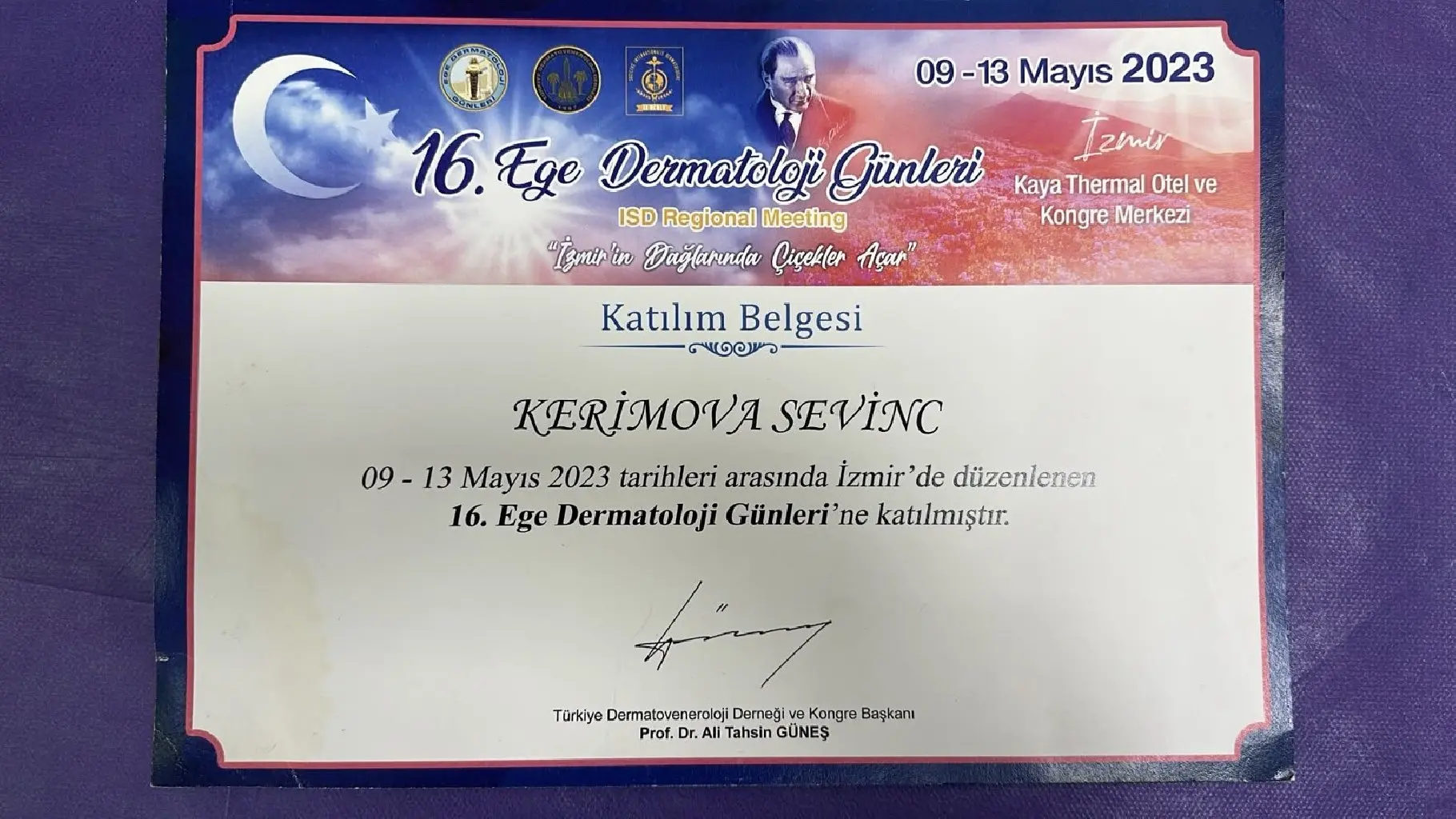 Dr. Sevinc Kərimova sertifikat 16