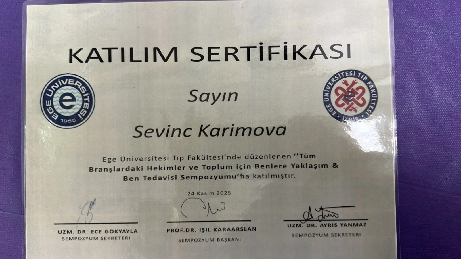 Dr. Sevinc Kərimova sertifikat 17